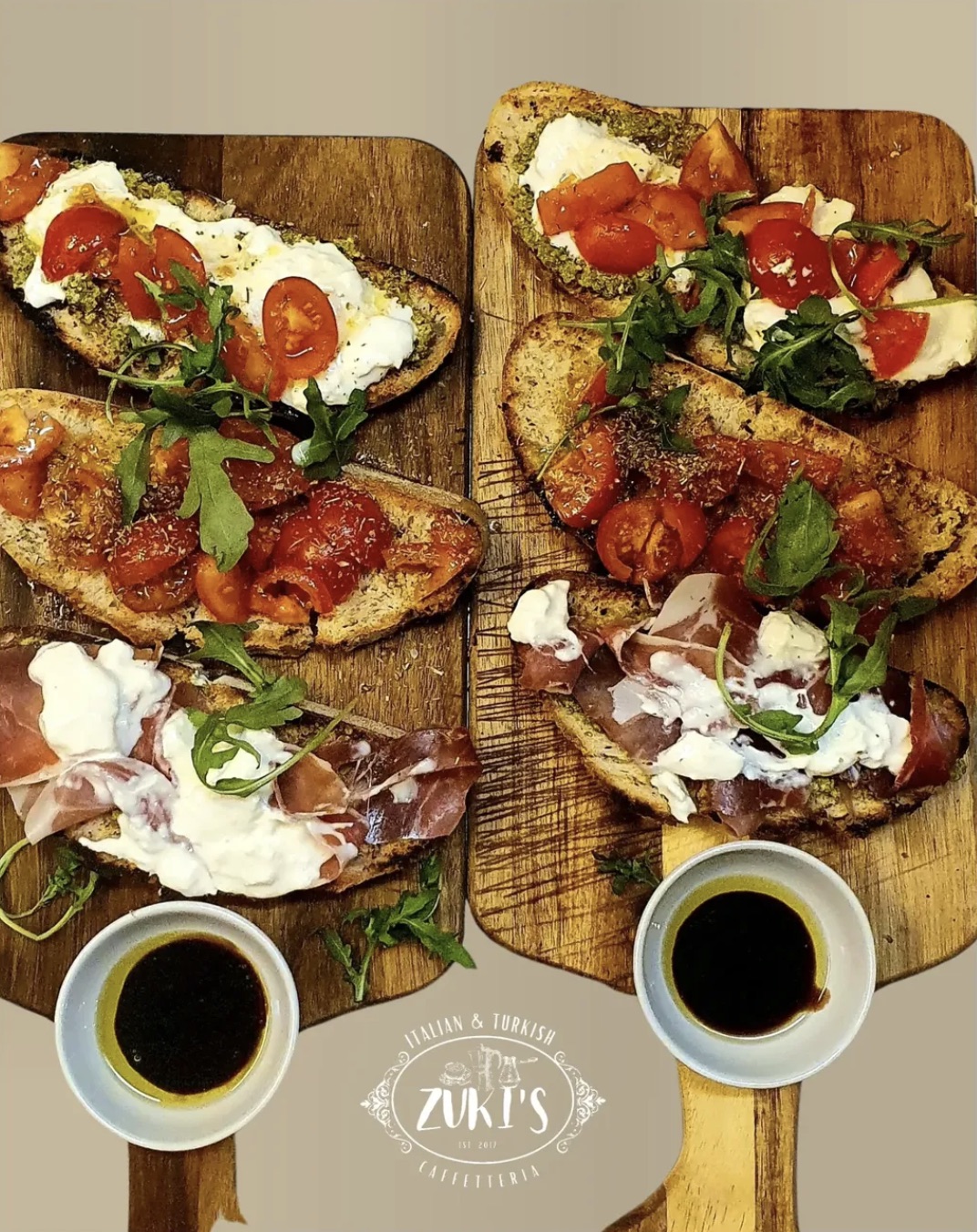 Bruschetta served with espresso