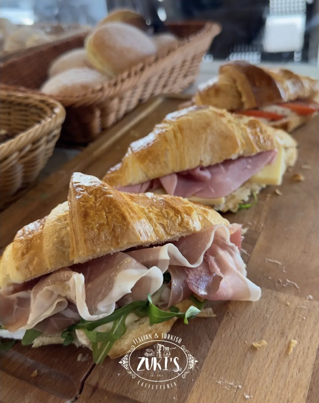 Filled croissant sandwiches
